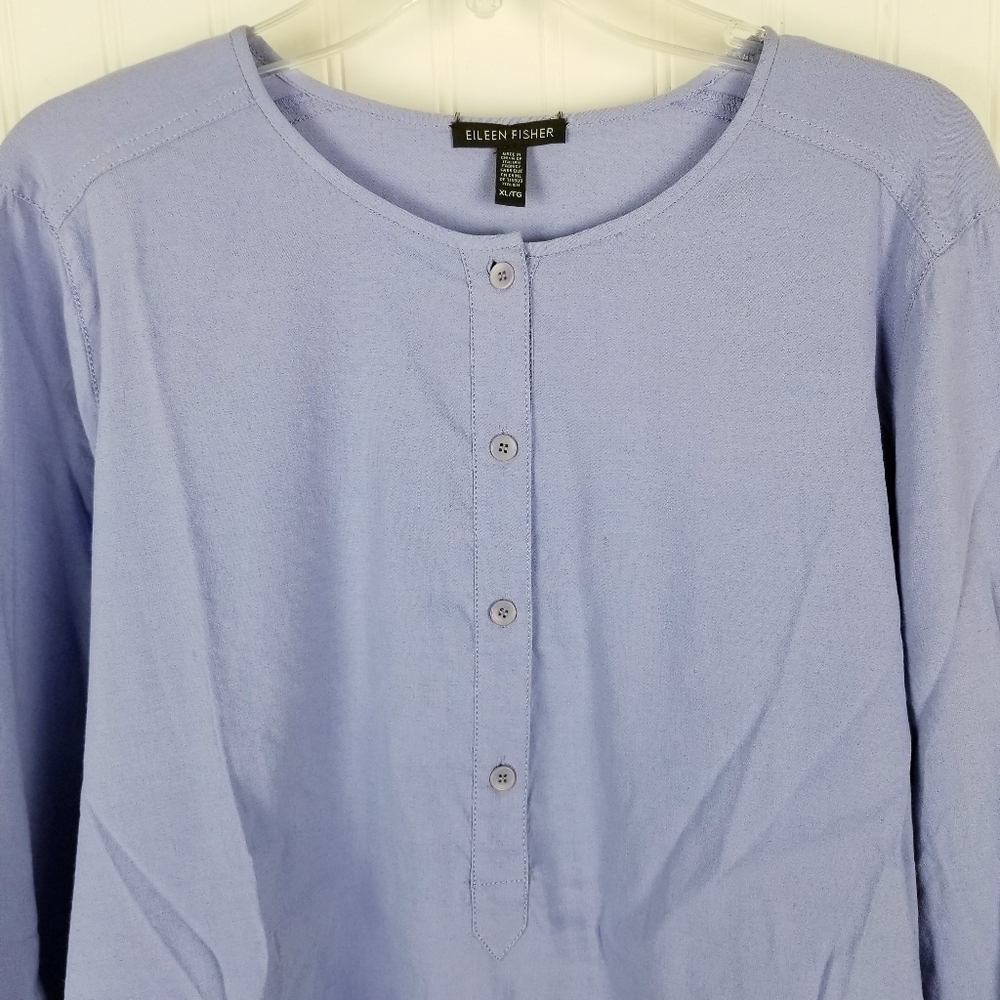 Eileen Fisher Lavender Long-Sleeve Henley Tunic Top - Picture 2 of 9